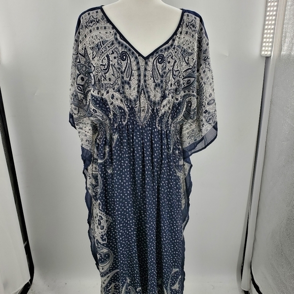 Speed Control NY navy blue and white long flowing dress 1X - Picture 3 of 16
